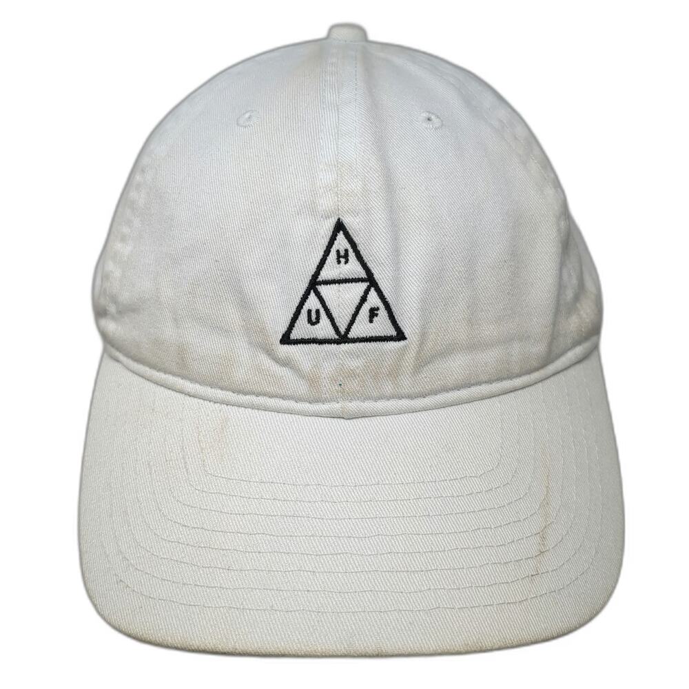 HUF Baseball Cap White One Size Slideback Strap Triangle Logo Embroidery hat